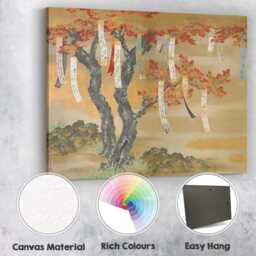 Japanese Maple Tree Autumn Leaves Traditional Oriental Painting Canvas Wall Art Print Decor Picture Ready To Hang - thumbnail 2