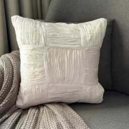 Ivory Crushed Art Silk, Patchwork Pattern, Modern Throw Pillow Cover/Euro Sham - Pure Dreams - thumbnail 3