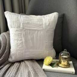 Ivory Crushed Art Silk, Patchwork Pattern, Modern Throw Pillow Cover/Euro Sham - Pure Dreams - thumbnail 2