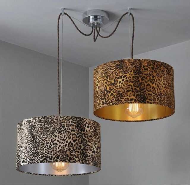 New High Quality Leopard Lynx Gold & Cream Animal Print Drum Shape Lamp Shade Ceiling Suitable For All Fittings - image 1