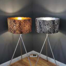 New High Quality Leopard Lynx Gold & Cream Animal Print Drum Shape Lamp Shade Ceiling Suitable For All Fittings - thumbnail 2