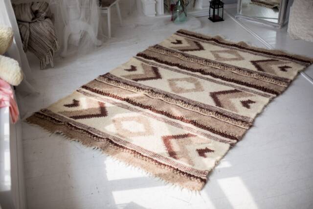 Handwoven Brown Wool Rug 6x9 Scandinavian Ethnic Home Decor - image 1