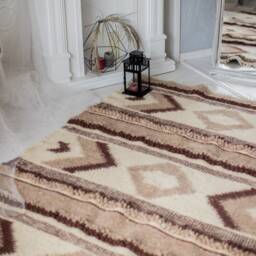 Handwoven Brown Wool Rug 6x9 Scandinavian Ethnic Home Decor - thumbnail 3