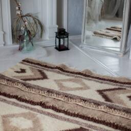 Handwoven Brown Wool Rug 6x9 Scandinavian Ethnic Home Decor - thumbnail 2