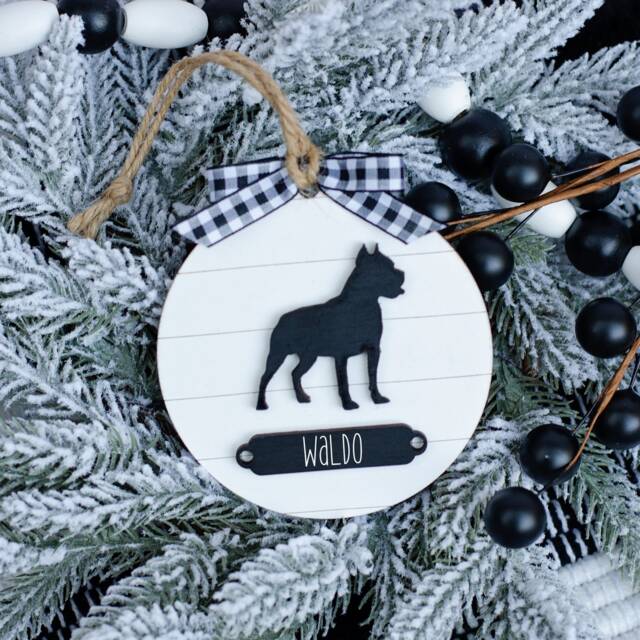 Farmhouse Christmas Ornament Pit Bull - Gift For Dog Owner Modern Decor Mom - image 1