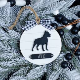 Farmhouse Christmas Ornament Pit Bull - Gift For Dog Owner Modern Decor Mom