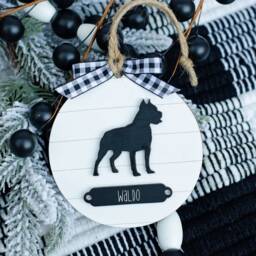 Farmhouse Christmas Ornament Pit Bull - Gift For Dog Owner Modern Decor Mom - thumbnail 2