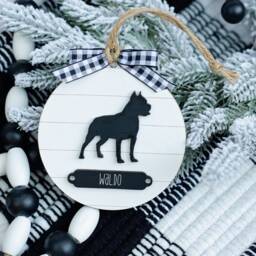 Farmhouse Christmas Ornament Pit Bull - Gift For Dog Owner Modern Decor Mom - thumbnail 3