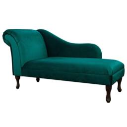 Emerald Velvet Large Chaise Longue - Deluxe Green Indoor Lounger Handmade in Britain