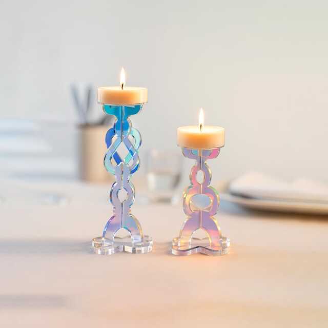 Tealight Holder Set - Contemporary Acrylic Candle Stand Minimalist Decor - image 1