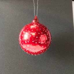 Red Hand Blown Glass Decorations With White Glitter Spots Christmas Tree Holiday Shiny Sparkly Ornaments - Festive Winter Gift - thumbnail 3