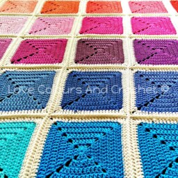 Rainbow Granny Square Afghan Blanket Crochet - thumbnail 3