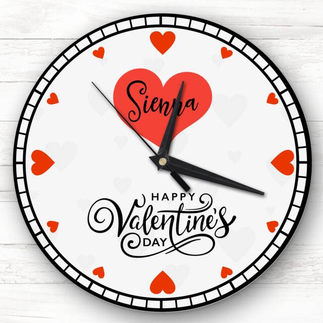 Hearts Clock Face Romantic Valentine's Day Gift Grey Personalised - image 1