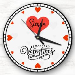 Hearts Clock Face Romantic Valentine's Day Gift Grey Personalised