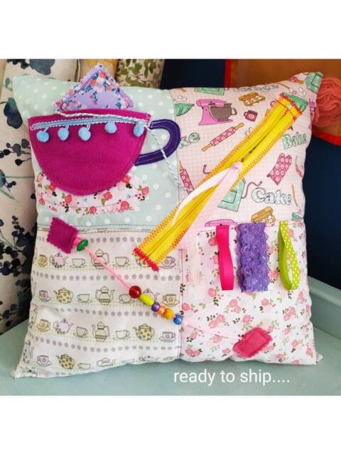 Dementia Alzheimers Pillow Cushion Tea Cake Fidget Toy Activity Coordinator Care Home Therapy Blanket Gift Nana Parkinson's Grandma Seniors - image 1