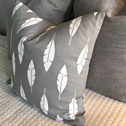 Grey/White Feather Patterned Pillow Cover Home Decor Toss Throw Couch Chair Gift Nursery Housewarming Best Seller - thumbnail 2