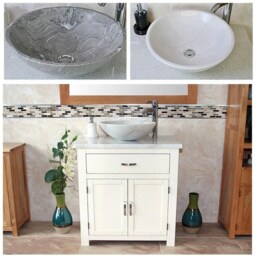 Bathroom Vanity White Painted Wash Stand Marble Top & Stone Basin 502Pwmsbc - thumbnail 2