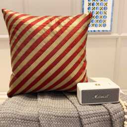 "Art Silk Red Striped Decorative Pillow Sham Cover, 24""x24""/26""x26" - thumbnail 2