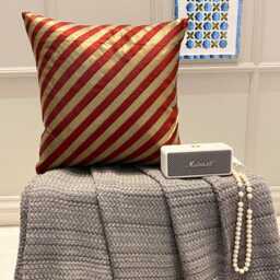 "Art Silk Red Striped Decorative Pillow Sham Cover, 24""x24""/26""x26" - thumbnail 3