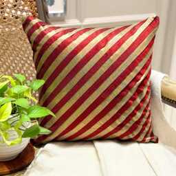 "Art Silk Red Striped Decorative Pillow Sham Cover, 24""x24""/26""x26"