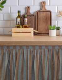 Sink Skirt, Hook & Loop Cabinet Curtains, Counter Valance, Kitchen Curtain, Storage Unit Curtain, Cupboard Vanity Dishwasher Cover - thumbnail 1