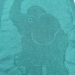 Hand Knitted Baby Blanket Teal Green Elephant Design - thumbnail 2