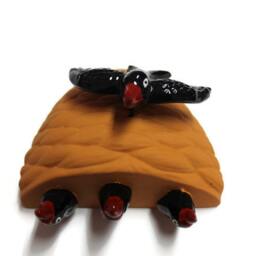 Ceramic Brown/Black Color Portuguese Swallow Nest Wall Decor - 11x11.5cm - thumbnail 3