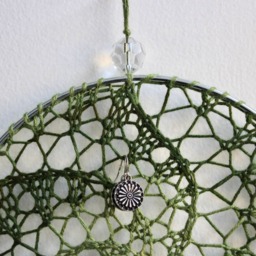 Earring Holder - Green Starburst Jewelry Display Organizer Fiber Art Wall Hanging - thumbnail 4