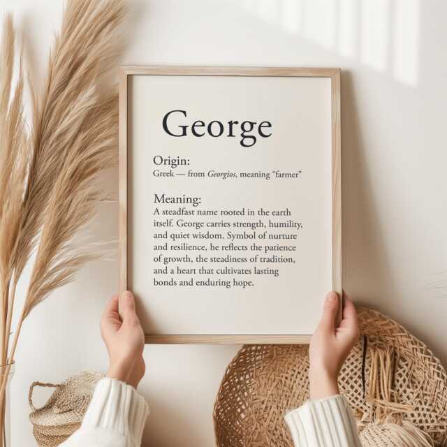 George Name Meaning Print - Greek Origin Definition Wall Art, Premium Personalized Gift For Birthday, Baby Shower Or Christmas