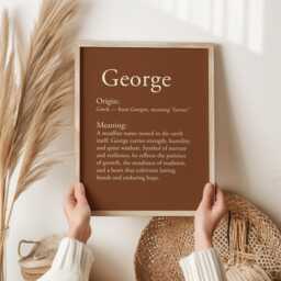 George Name Meaning Print - Greek Origin Definition Wall Art, Premium Personalized Gift For Birthday, Baby Shower Or Christmas - thumbnail 3