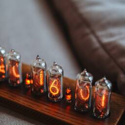 In-14 Nixie Clock in Slim Wooden Enclosure With A Clear Plastic Bottom Cover - thumbnail 3
