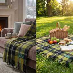 Cornish National 100% Wool Large Tartan Blanket Throw - thumbnail 2