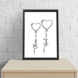 Personalized Family Heart Balloons Print Custom Home Wall Art - thumbnail 2