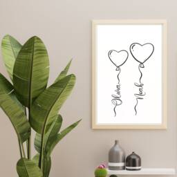 Personalized Family Heart Balloons Print Custom Home Wall Art - thumbnail 3