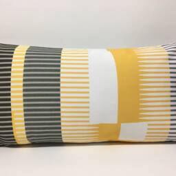 Combed Stripe Cushion - Saffron, Charcoal + White - thumbnail 4