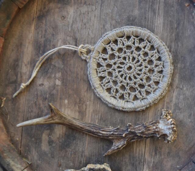 Dream Catcher, Crochet Dreamcatcher, Boho Home Decor, Hemp Diy Doily Wall Hanging - image 1