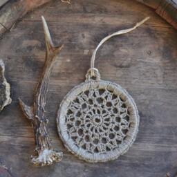 Dream Catcher, Crochet Dreamcatcher, Boho Home Decor, Hemp Diy Doily Wall Hanging - thumbnail 4