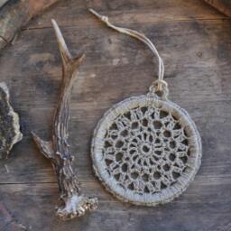 Dream Catcher, Crochet Dreamcatcher, Boho Home Decor, Hemp Diy Doily Wall Hanging - thumbnail 2