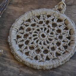 Dream Catcher, Crochet Dreamcatcher, Boho Home Decor, Hemp Diy Doily Wall Hanging - thumbnail 3