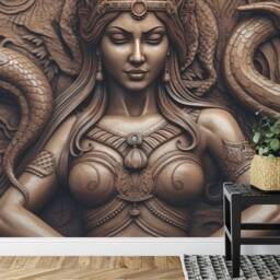 Wood Carving Woman Wallpaper Mural, Peel & Stick Wall Decal - thumbnail 3
