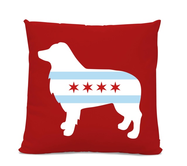 Chicago Flag Australian Shepherd Pillow - Home Decor Aussie Pillow Dog Breed Silhouette Home Decor Gift - image 1