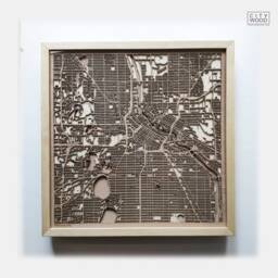 Minneapolis Wooden Map - Laser Cut City Streets, Framed Minimalist Wall Art