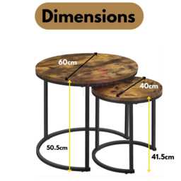 Rustic Wooden Coffee Table Set, Nest Of Tables Side For Living Room Decor - thumbnail 4