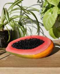 Hand-Painted Papaya Lamp Desk Light With Glass Beads - thumbnail 1