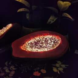 Hand-Painted Papaya Lamp Desk Light With Glass Beads - thumbnail 3