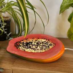 Hand-Painted Papaya Lamp Desk Light With Glass Beads - thumbnail 2