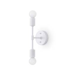 2 Light White Wall Sconce - Modern Minimalist Lighting For Bathroom Vanity & Hallway Mid Century Industrial Exposed Bulb Lamp Fixture - thumbnail 3