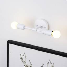 2 Light White Wall Sconce - Modern Minimalist Lighting For Bathroom Vanity & Hallway Mid Century Industrial Exposed Bulb Lamp Fixture - thumbnail 2