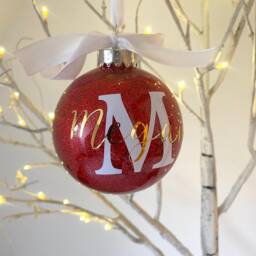 Personalized Glitter Christmas Bauble, Large 10cm Tree Decoration - thumbnail 2