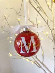 Personalized Glitter Christmas Bauble, Large 10cm Tree Decoration - thumbnail 1